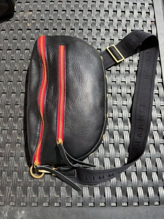 Hammitt Handbags - Hammitt Charles Large Crossbody-Black/Brushed Gold w/ Red Zip
